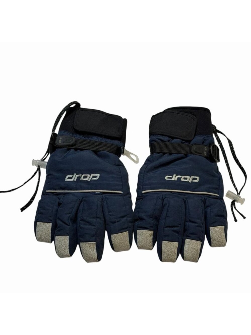 Drop Gloves Women's Medium Navy Gray Colorblock Lined Adjustable Strap
